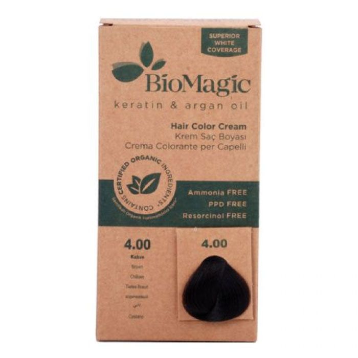 BioMagic Hair Color Cream 4/00 Brown 60ml