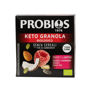 Organic Keto Granola Coconut & Raspberry 200g front view