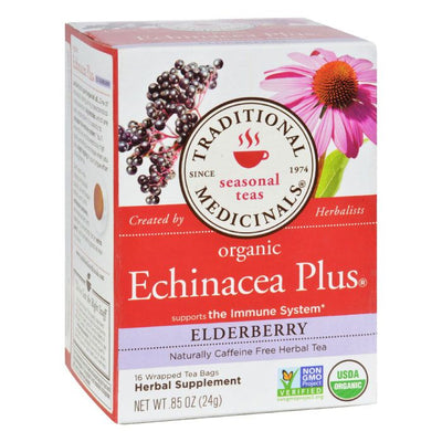 Organic Echinacea Elder Tea 16 Bags - Traditional Medicinals -