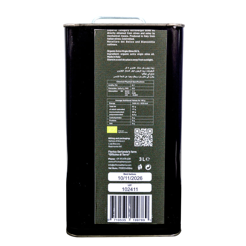 Organic Extra Virgin Olive Oil 3L