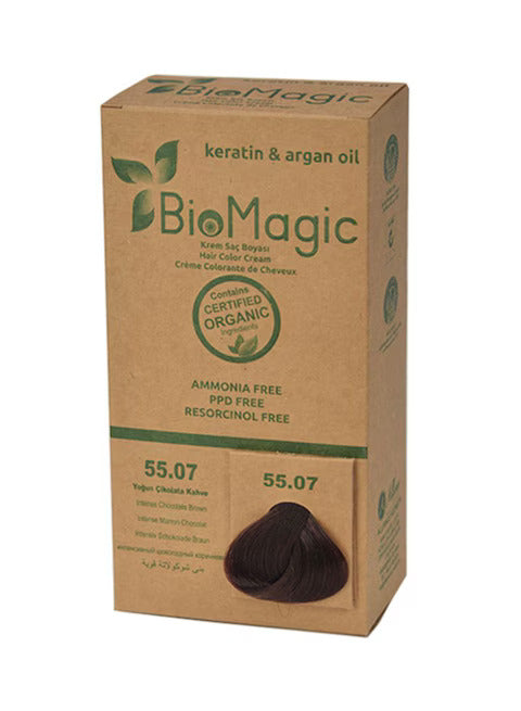 Organic Hair Color Cream With Keratin & ArGon Oil 55.07 Intense Chocoloate Brown