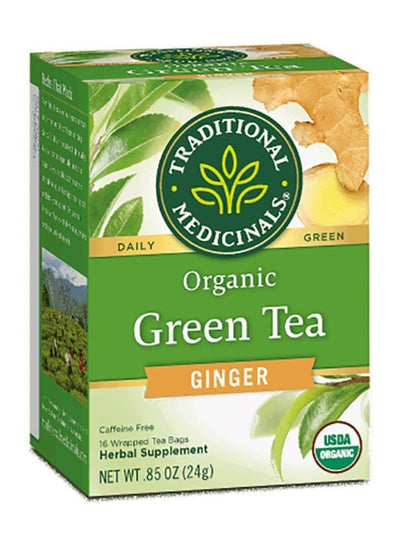 Organic Green Tea With Ginger 16 Tea bags - Traditional Medicinals -
