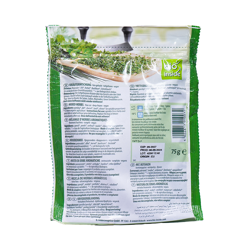 Organic Frozen Mixed herbs 75g - BIOINSIDE -