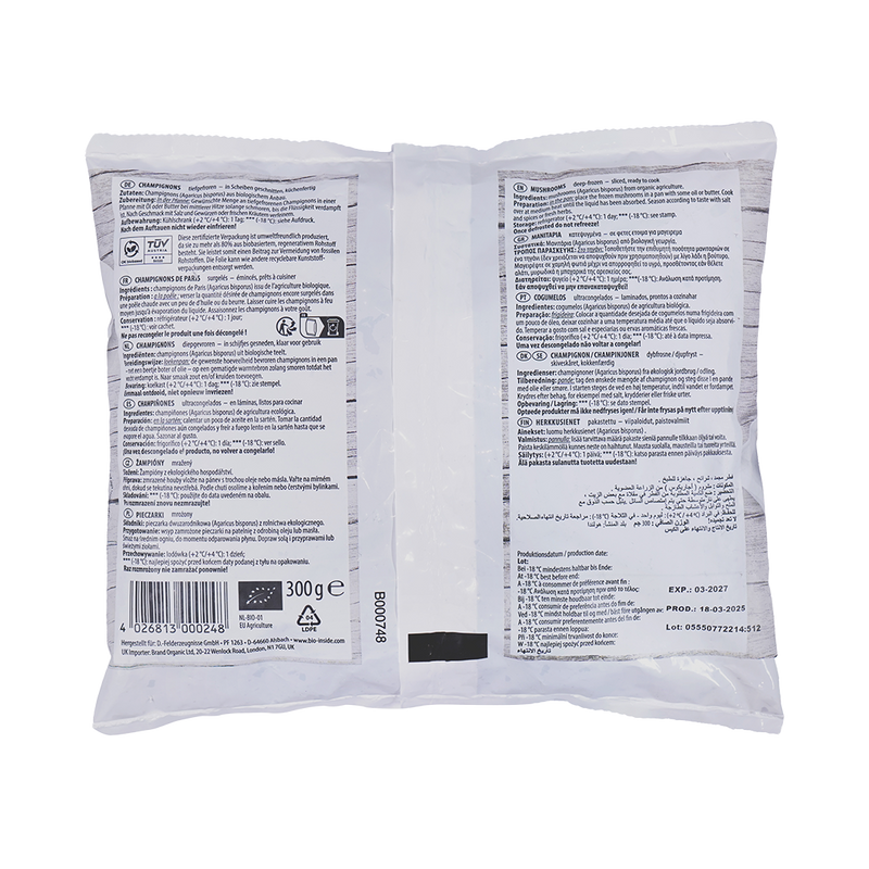 Organic Frozen Mushrooms sliced 400g - Bio Inside -