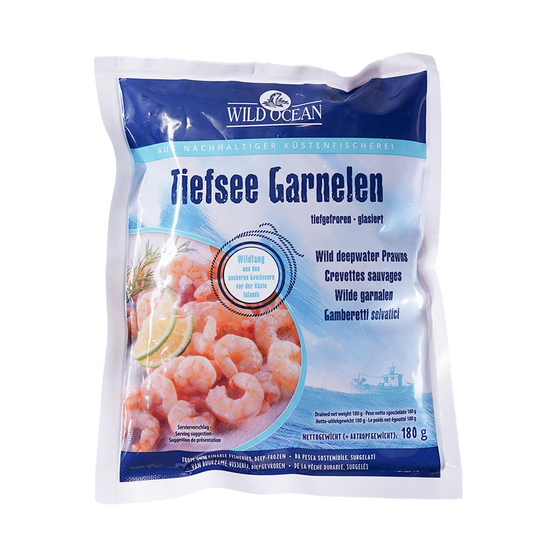 Organic Frozen Ocean Wild deep-water Prawns 180g