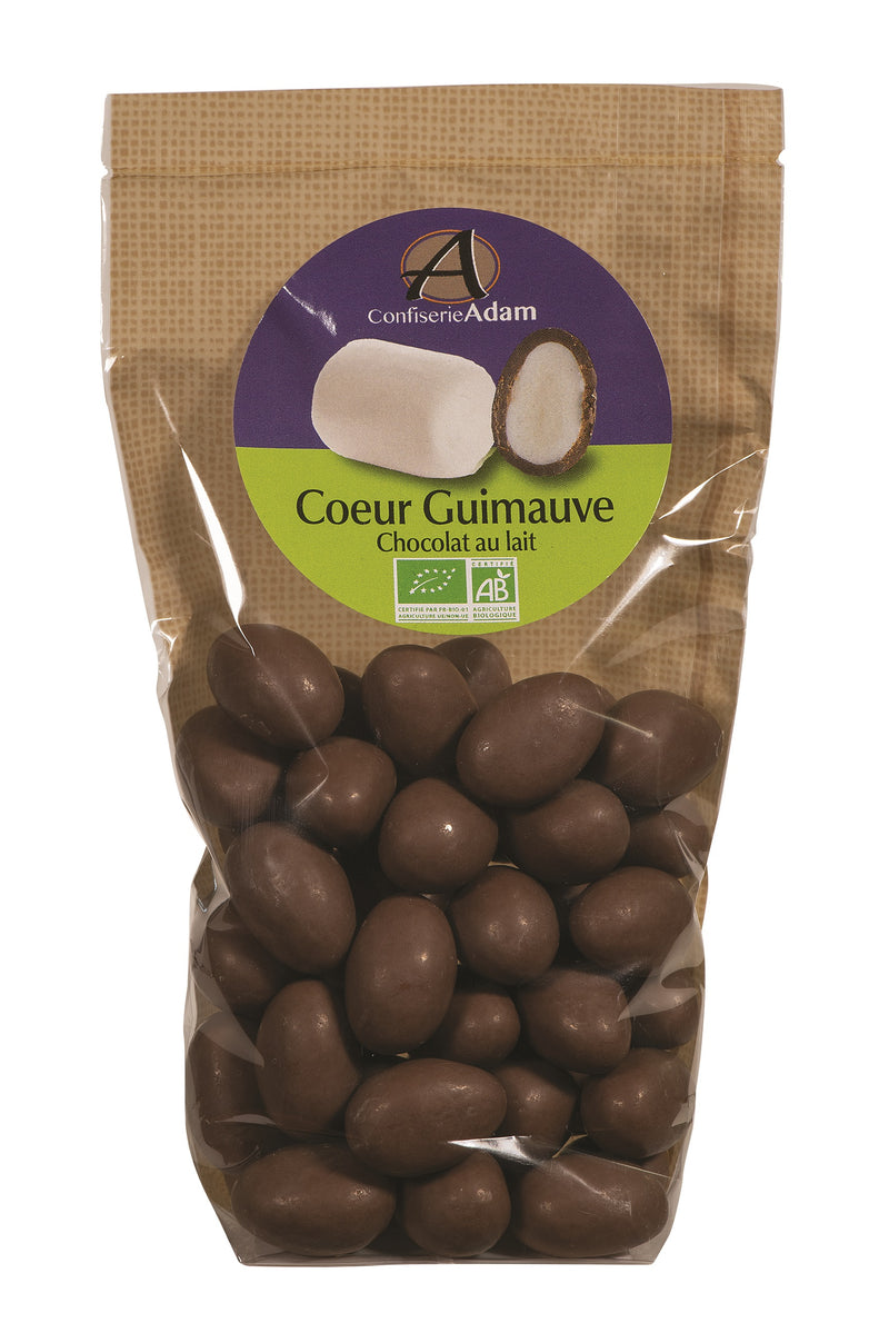 Organic Marshmallow Heart coated with Milk chocolate 150g - Confiserie Adam -