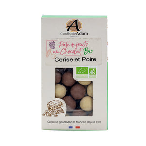 Organic Cherry White Chocolate and Milk Chocolate Pear 150G