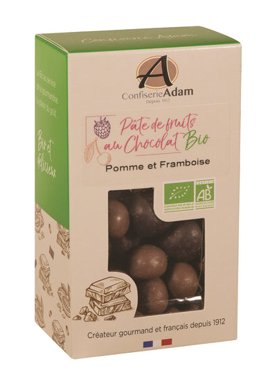 Organic Apple Chocolate Caramel & Raspberry Dark Chocolate 150G - Confiserie Adam -