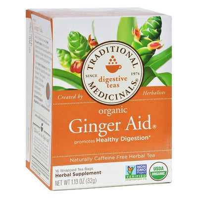 Organic Ginger Herb Aid Tea 16 Bags - Traditional Medicinals -