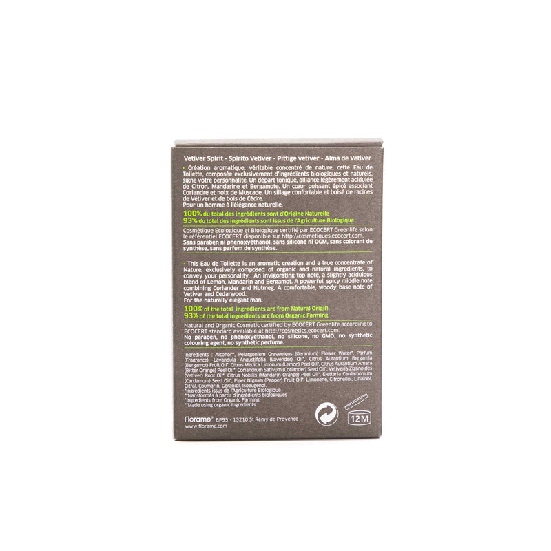 Organic Eau De Toilette Vetiver Spirit 100Ml