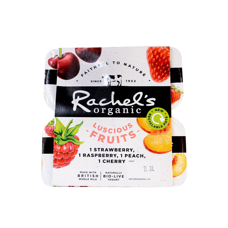 Organic Luscious Fruits Straw/Rasp/Cherry/Peach Yogurt 110G X 4