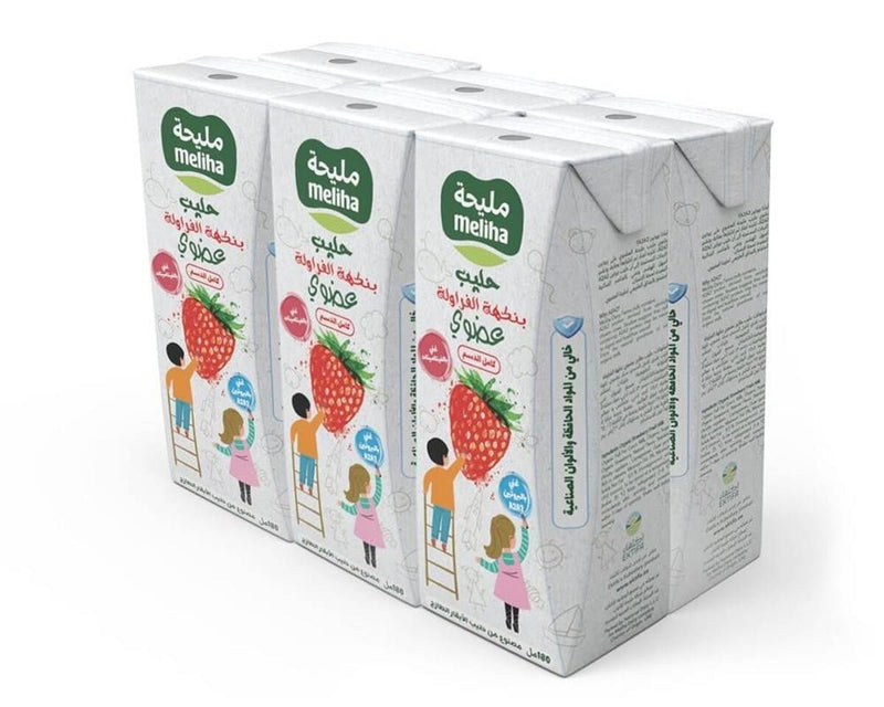Organic UHT Strawberry Milk (6 x 180ml) - Meliha -