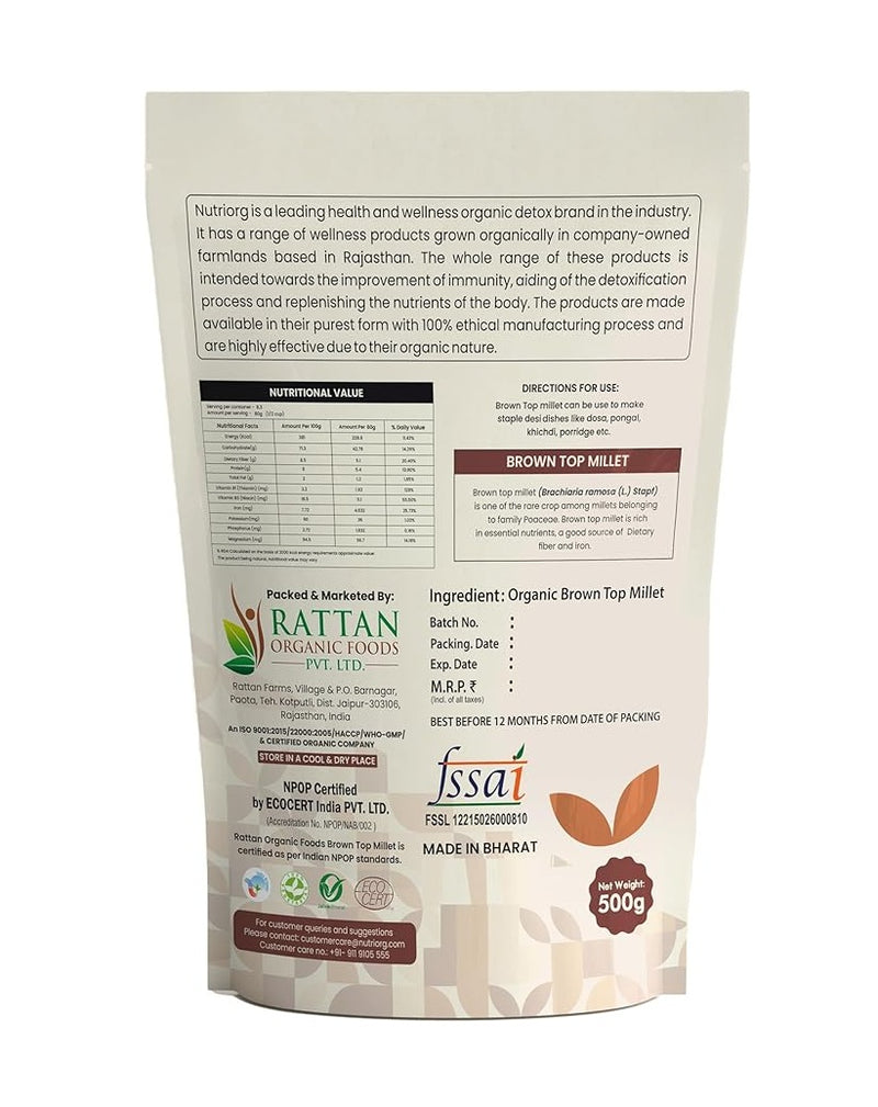 Organic Brown Top Millet 500g