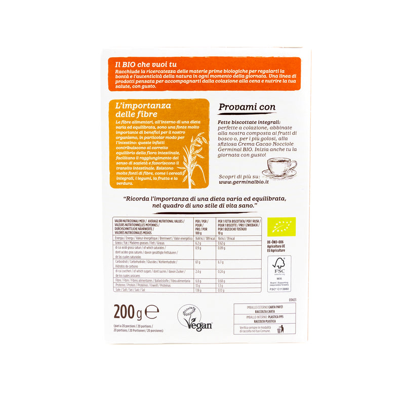 Organic wholemeal rusk 200g
