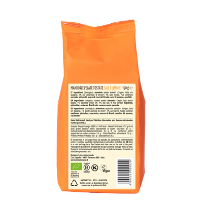 Organic Toasted Peeled Almonds with Salt and Lemon 150g