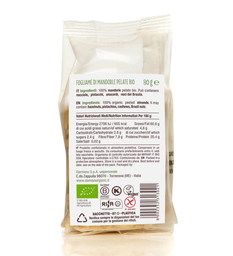 Organic Peeled Almond Flakes 80g