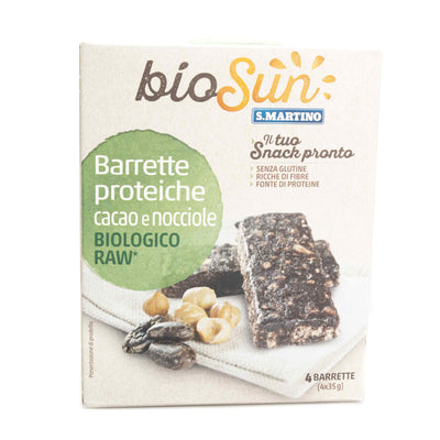 Organic Protein Cocoa Hazelnuts Raw Bars 140g - Biosun -
