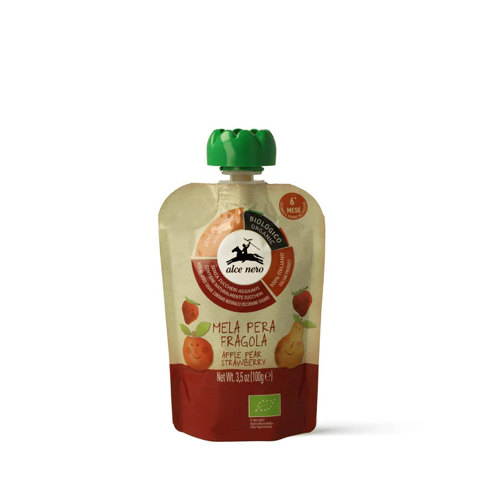 Organic apple pear and strawberry puree 100g