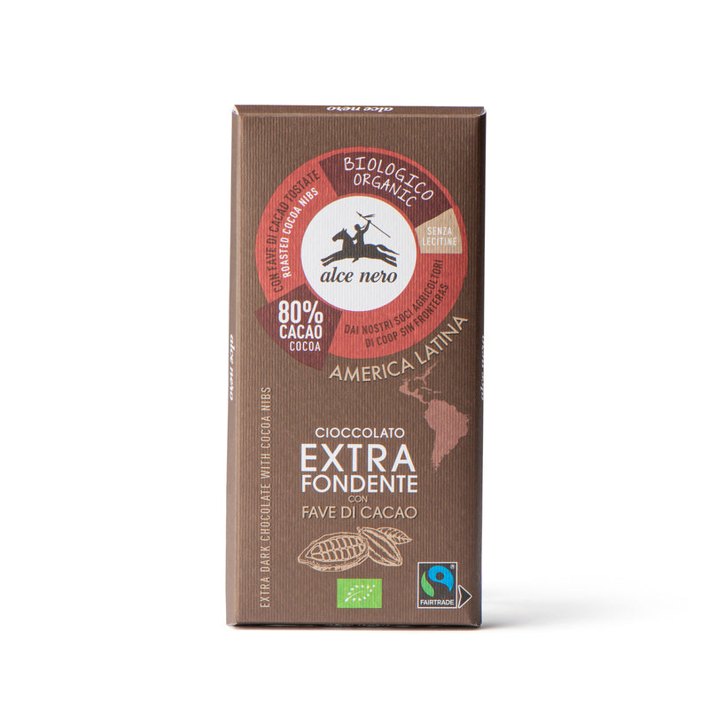 Organic Fairtrade extra dark chocolate with chocolate nibs 100g