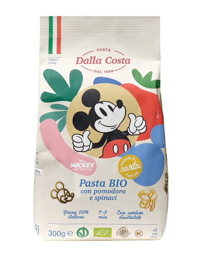 Organic white wheat tomato and spinach mickey mouse pasta 300g - DALLA COSTA -