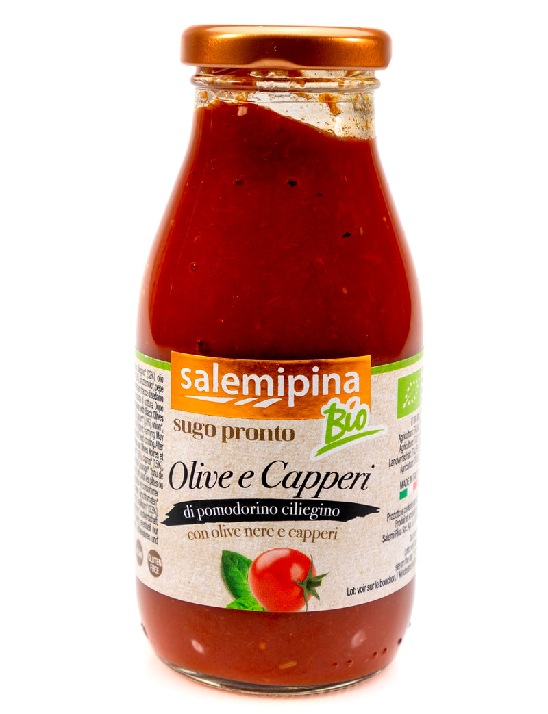 Organic Ready Made Cherry Tomato Sauce with Black Olives and Capers 250g