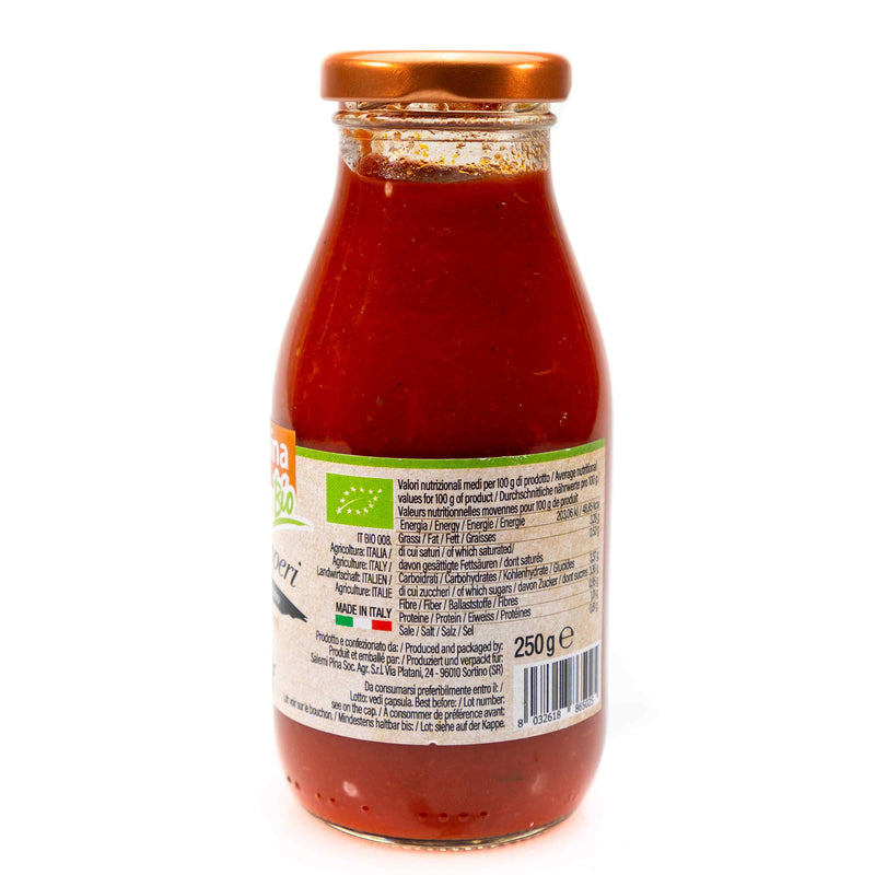 Organic Ready made Cherry Tomato Sauce with Black Olives and Capers 250g
