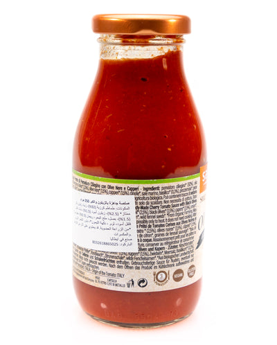 Organic Ready Made Cherry Tomato Sauce with Black Olives and Capers 250g