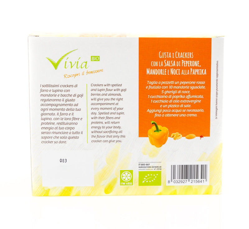 Organic Spelt & Lupin Cracker with Almond and Goji 150g