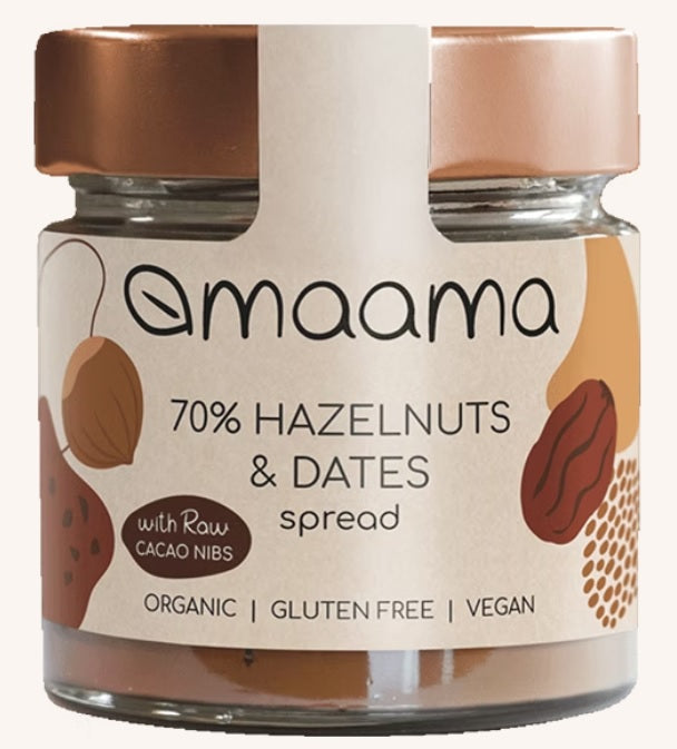 Organic 70% Hazelnut Spread with Dates and Cocoa Nibs 6X200