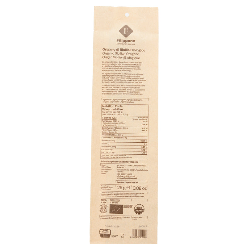 Organic Dry Oregano Sprigs 25G