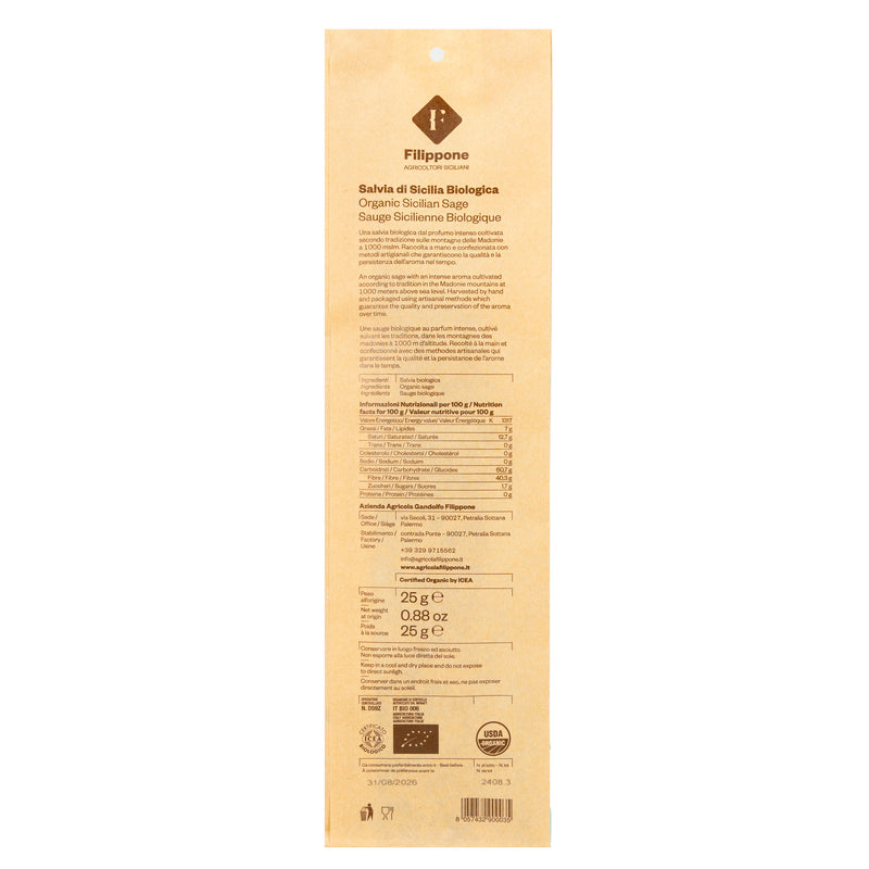 Organic Dry Sage Sprigs 25G