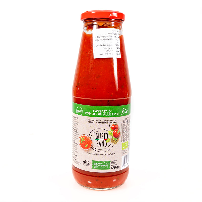 Organic tomato passata with herbs bottle 680G