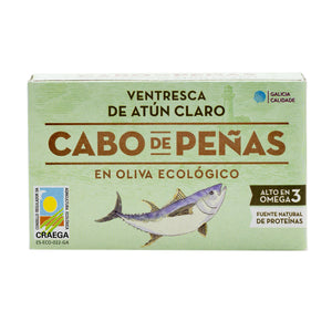 Organic Fillets "Ventresca" Of Light Meat Tuna In Extra Virgin Organic Olive Oil 111g front side 