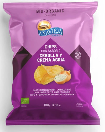 Organic Potato Chips Sour Cream & Onion Flavour 100g - ANAVIEJA -