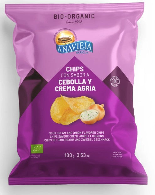 Organic Potato Chips Sour Cream & Onion Flavour 100g - ANAVIEJA -