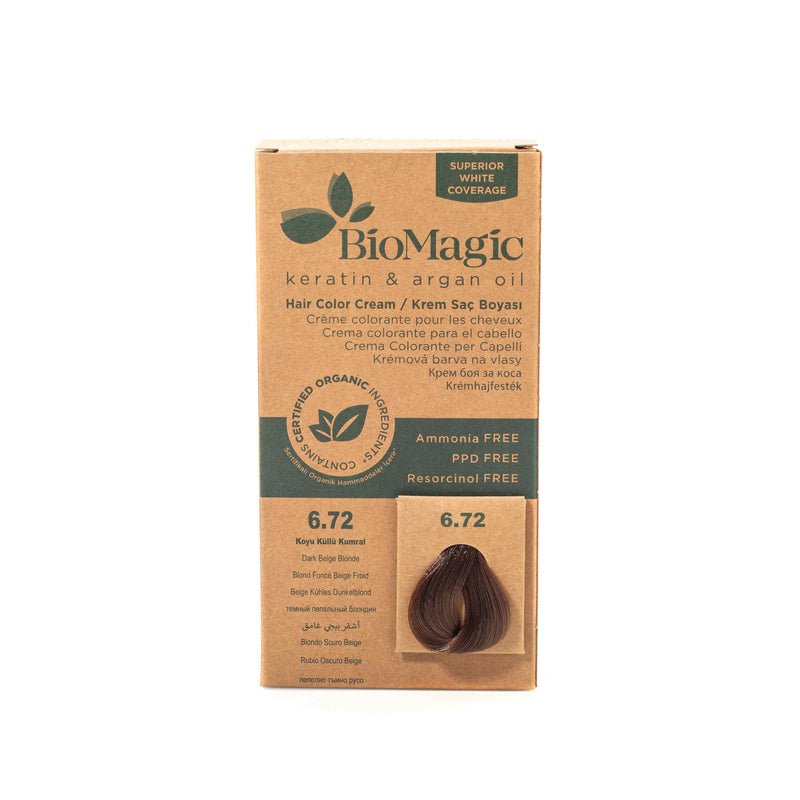 Organic Hair Color Cream 6/72 Dark Beige Blonde 60ml