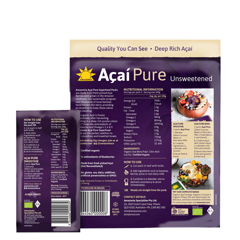 Organic Acai Pure Unsweetend 4X100g