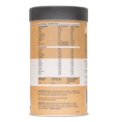 Organic Raw Pea/Rice Protein Isolate - Vanilla 1Kg