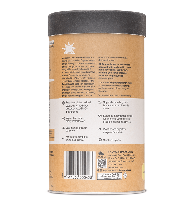 Organic Raw Pea/Rice Protein Isolate - Vanilla 1Kg