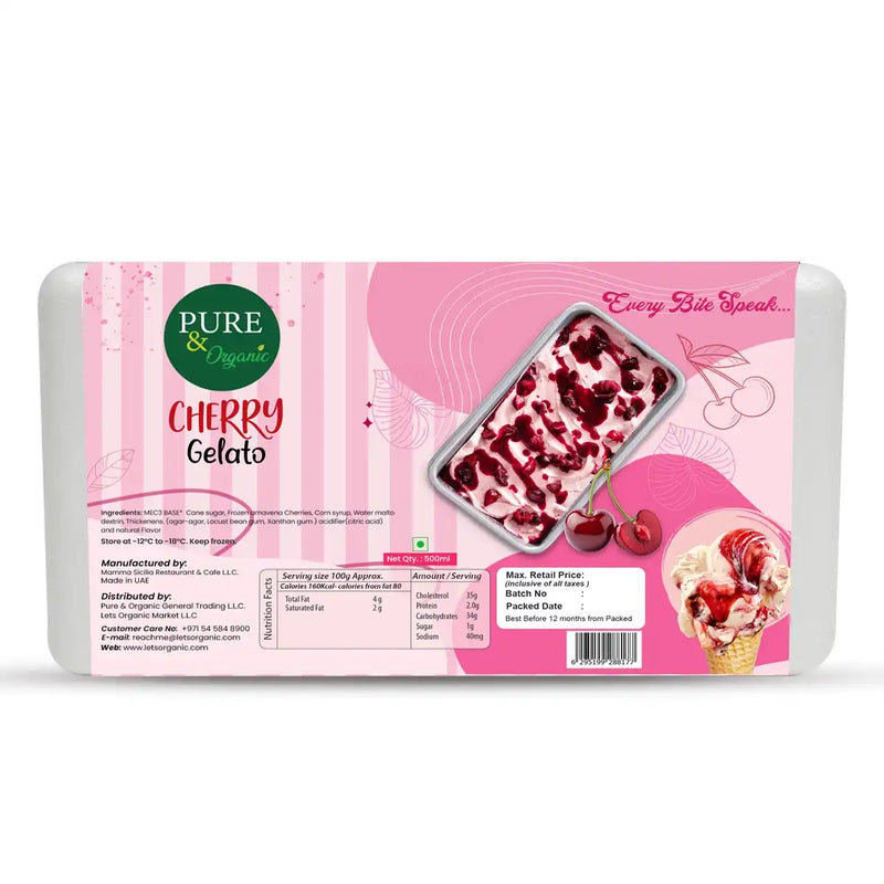 Cherry Gelato Made With Organic Ingredients