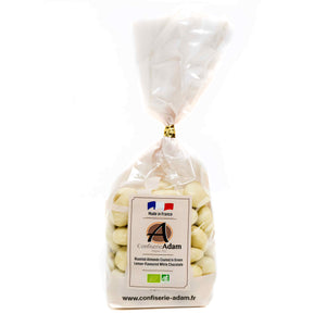Organic VERT - Roasted almonds coated in green lemon-flavoured white chocolate 100g