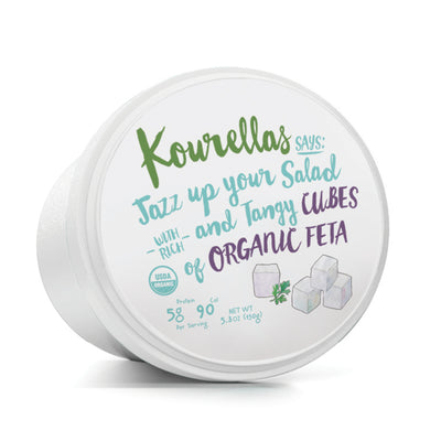 Organic Feta PDO Cubes In Brine 350G - Kourellas -