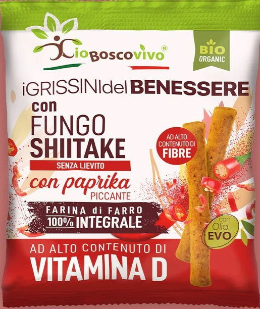 Organic Dry Grissini With Paprika And Shiitake Mushrooms 50g