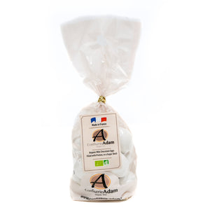Organic Milk chocolate eggs filled with praline, in a sugar shell 100g