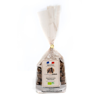 Organic Raisins coated in milk chocolate