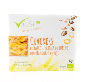Organic Spelt & Lupin Cracker with Almond and Goji 150g - Vivia Bio -