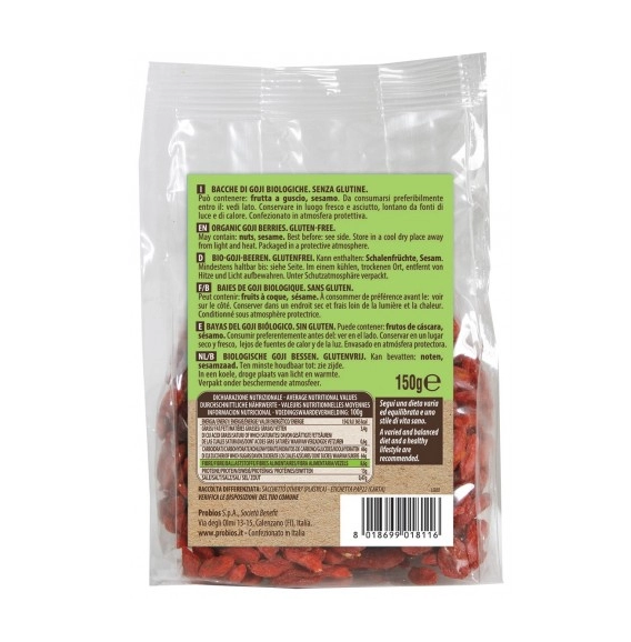 Organic Goji Berries Gluten Free 150g