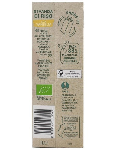 Organic Rice Milk Drink Vanilla 1l