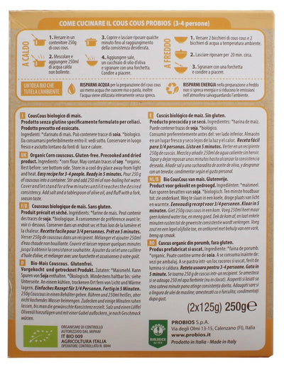 Organic Italian Corn Cous Cous Gluten-Free  250g (2x125g)
