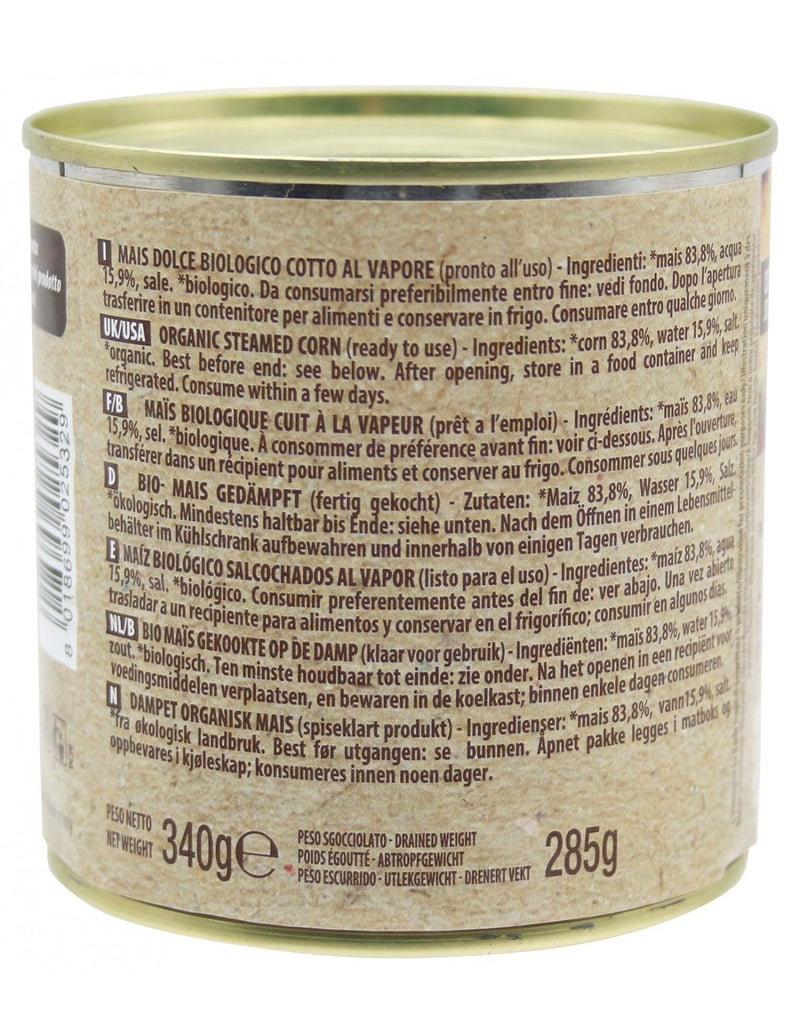 Organic Italian Corn  Canned 340g